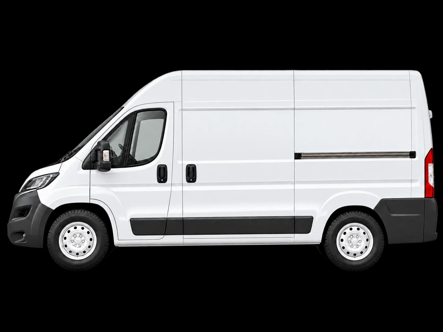 KT Couriers delivery van side view facing left