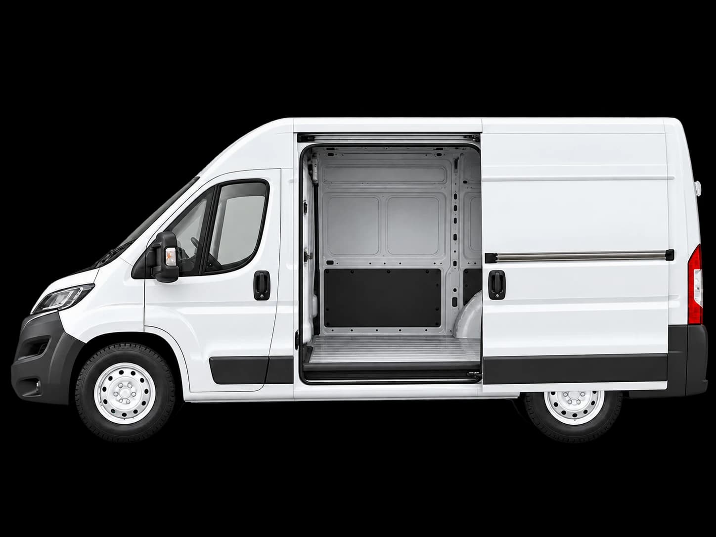 KT Couriers van with side sliding door open ready for parcel