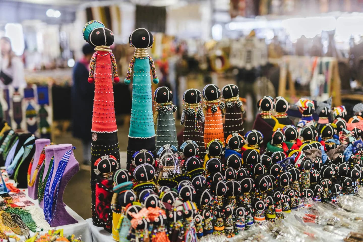 Rosebank Sunday craft market stalls showcasing local South African wares