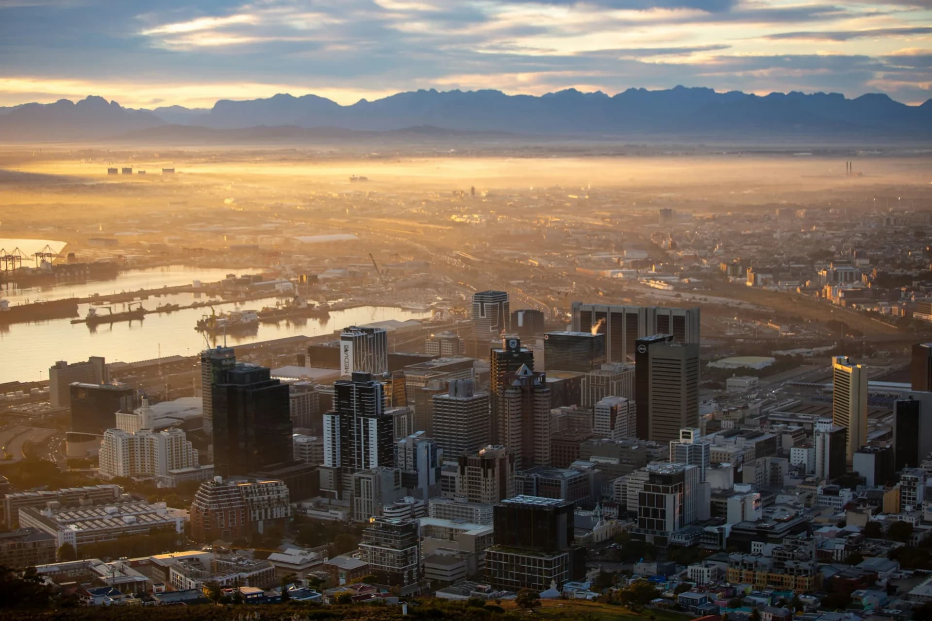 Johannesburg commercial core and logistics rail corridors from above