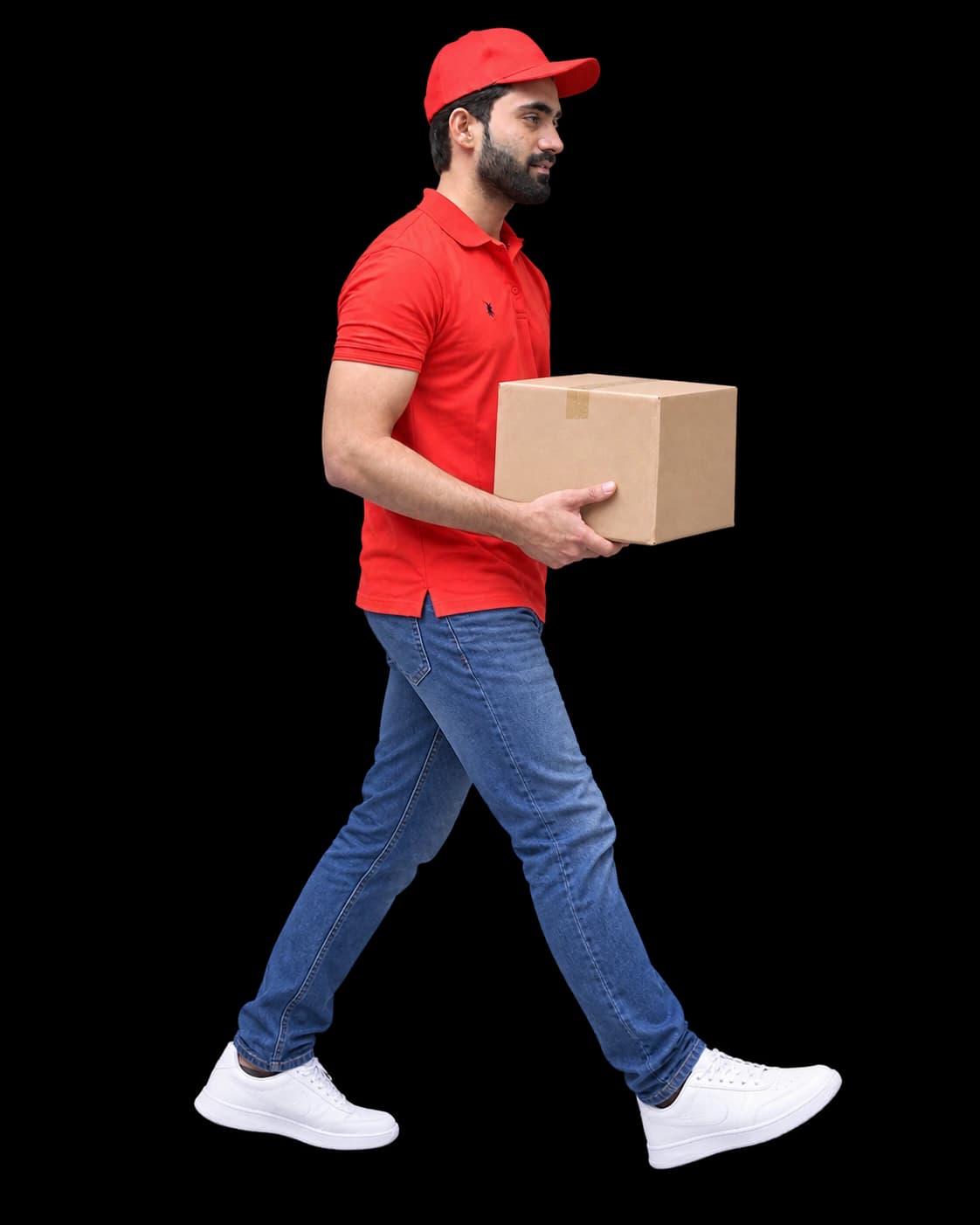 KT courier carrying package walking right