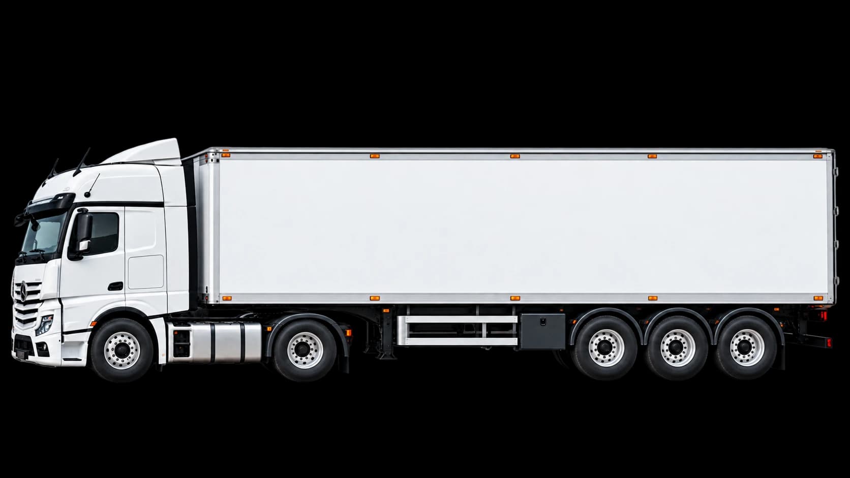 KT Couriers white truck full side view facing right