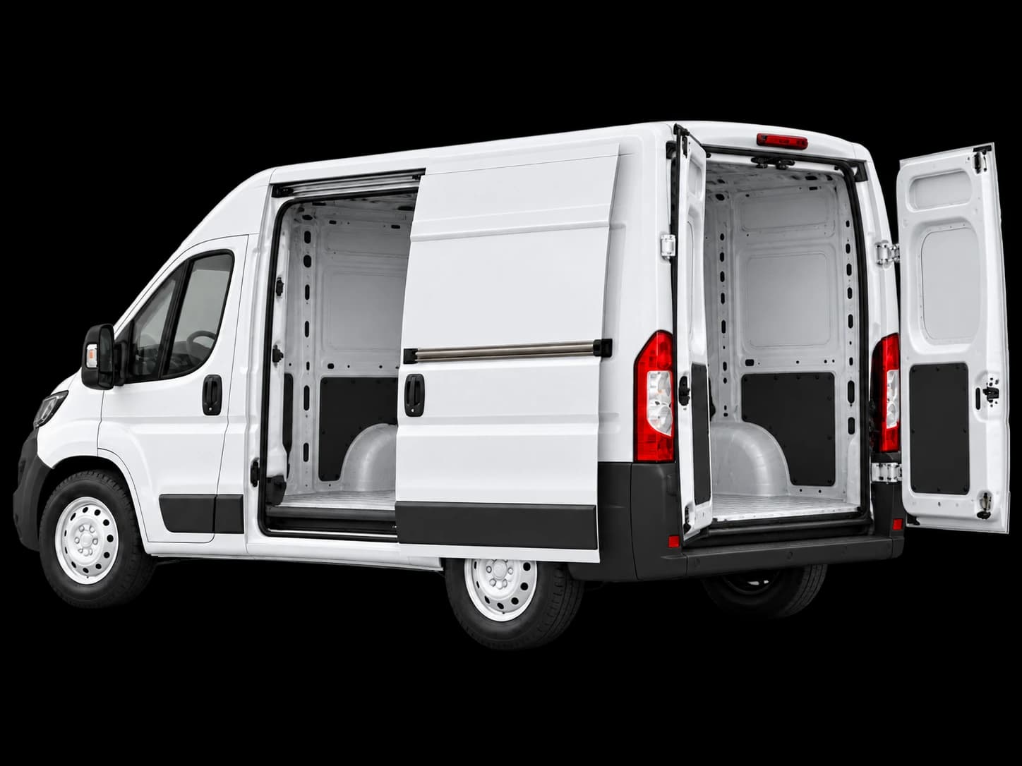 KT Couriers van side and rear doors open for major loading